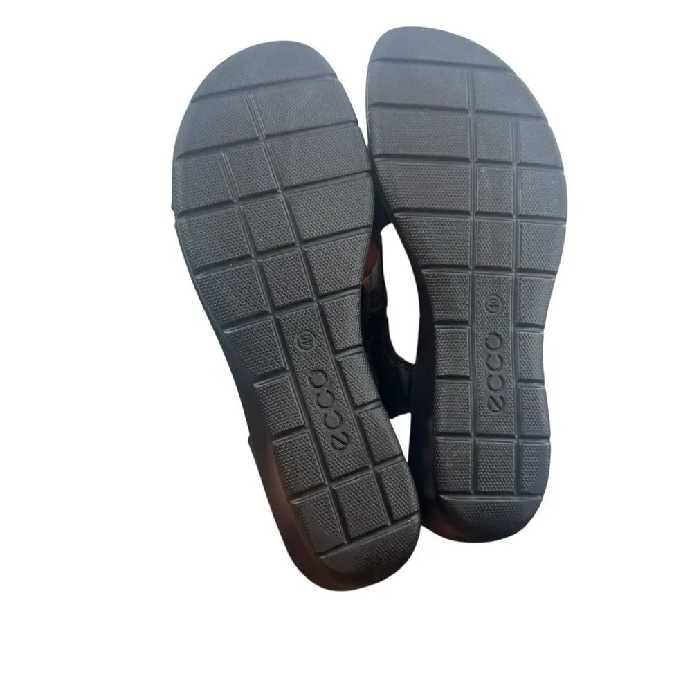 ECCO Womens Size 9/40 Black Leather Easy On Strappy Sandal Fast Shipping